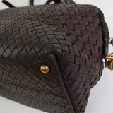 ボッテガ ヴェネタ イントレチャート レザー ミニボストンバッグ ハンドバッグ ブラウン - NEWSED