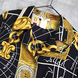 セリーヌ ヴィンテージ シルク レオナール 総柄 シャツ ワンピース ブラック / ゴールド レディース - NEWSED