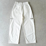 エムエムシックス メゾン マルジェラ スラッシュディティール ホワイト デニム ジーンズ - NEWSED