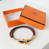 エルメス レザー ジャンボ チョーカー ブレスレットブラウン 箱付き - NEWSED