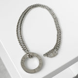 セリーヌ ヴィンテージ サークルロゴ シルバー ネックレス - NEWSED