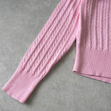 ラルフローレン ロゴ ケーブル編み ニットカーディガン パステルピンク - NEWSED