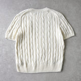 ポロ ラルフローレン ハートロゴ ケーブル編み 半袖ニット ホワイト レディース - NEWSED