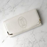 カルティエ マルチェロ レザー 長財布 二つ折り財布 ホワイト - NEWSED