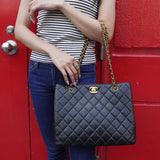 シャネル ココマーク ターンロック マトラッセ ラムスキン チェーン トートバッグ ブラック - NEWSED