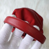 プラダ 現行モデル サフィアーノレザーハンドル 巾着バッグ ハンドバッグ トライアングルロゴ レッド - NEWSED