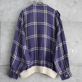 セリーヌ ヴィンテージ 長袖シャツ シャツジャケット ブルゾン トリオンフ 刺繍 チェック柄 パープル - NEWSED
