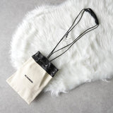 ジルサンダー ドローストリング キャンバス レザー 巾着型 ショルダーバッグ ポシェット アイボリー / ブラック タグ付き未使用 - NEWSED