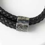 ボッテガ ヴェネタ イントレチャート レザー ブレスレット ブラック - NEWSED