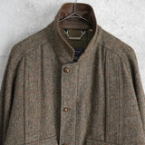 バーバリー ヴィンテージ レザー襟 レザーボタン ウールジャケット ブルゾン ブラウン - NEWSED