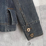 ヴィヴィアン ウエストウッド オーブ 刺繍 ダメージ加工 バックプリント デニムジャケット ブルー レディース - NEWSED