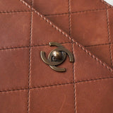 シャネル マトラッセ ラムスキン トップハンドル トートバッグ ハンドバッグ ブラウン 保存袋 ギャランティーカード付き付き - NEWSED