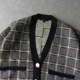 アルマーニ エクスチェンジ 千鳥格子柄 ニット セットアップ カーディガン ショートパンツ レディース グレー - NEWSED