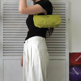 プラダ ポコノ テスート ナイロン ミニバッグ ハンドバッグ ポーチ ライムグリーン - NEWSED