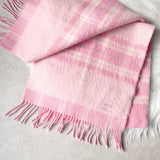 クレージュ ロゴ ウール チェック マフラー ピンク レディース - NEWSED