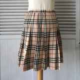 バーバリー ブルー レーベル ノバチェック プリーツ ウール ミニスカート ベージュ - NEWSED