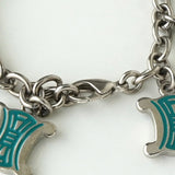 セリーヌ ヴィンテージ トリオンフ ロゴ ラインストーン チェーン ブレスレット シルバー - NEWSED