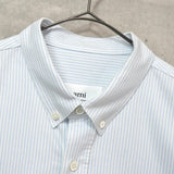 アミパリ アミ パリス ストライプ柄 ハートロゴ 長袖シャツ ブルー - NEWSED