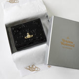 ヴィヴィアン・ウエストウッド オーブ 三つ折り財布 エナメル レザー ブラック 未使用品 - NEWSED