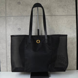 セリーヌ ヴィンテージ サークルロゴ ナイロン メッシュ トートバッグ ブラック - NEWSED