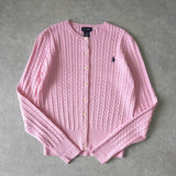 ラルフローレン ロゴ ケーブル編み ニットカーディガン パステルピンク - NEWSED