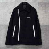 アディダス ロゴ ジッパー ウール ピーコート メンズ ブラック - NEWSED