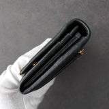 プラダ サフィアーノレザー 二つ折り長財布 ゴールド ブラック ギャランティーカード 箱付き - NEWSED