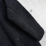 アディダス ロゴ 刺繍 ノーカラー ボアコート ブラック - NEWSED