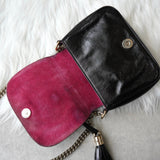 グッチ ソーホー パテント フリンジ チェーン ショルダーバッグ ミニバッグ パーティーバッグ ブラック - NEWSED