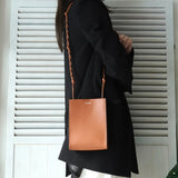 ジルサンダー タングル スモール レザー ショルダーバッグ ブラウン - NEWSED