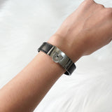 サルバトーレ フェラガモ ガンチーニ レザー ブレスレット シルバー / ブラック 箱付き - NEWSED