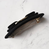 サルバトーレ フェラガモ ヴァラリボン キャンバス バレッタ 髪留め ブラック / シルバー 箱付き - NEWSED