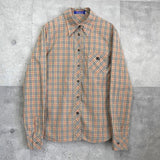 バーバリーズ ブルーレーベル ホースロゴ 刺繍 ノバチェック 長袖シャツ ベージュ レディース - NEWSED