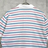 ロエベ ヴィンテージ アナグラム 刺繍 ボーダー柄 半袖ポロシャツ ホワイト × ブルー - NEWSED