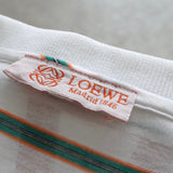 ロエベ ヴィンテージ アナグラム 刺繍 ボーダー柄 半袖ポロシャツ ホワイト × グリーン - NEWSED