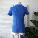 ラルフローレン ロゴ ケーブル編み 半袖 ポロニット ブルー - NEWSED