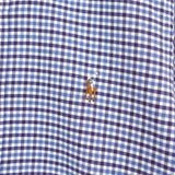 ポロ ラルフローレン 長袖シャツ ゴルフロゴ 刺繍 チェック柄 ブルー - NEWSED
