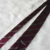 バレンシアガ ヴィンテージ シルク ストライプ柄 ロゴ ネクタイ ワインレッド - NEWSED