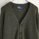 ポロ バイ ラルフローレン ウール カーディガン くるみボタン ロゴ刺繍 カーキ - NEWSED