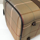 バーバリー ロゴ チェック柄 キャンバス / レザー ボストンバッグ カーキ / ブラウン - NEWSED