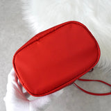 プラダ ポコノ テスート ナイロン レザー 巾着バッグ ミニ ハンドバッグ ポーチ レッド - NEWSED