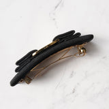 サルバトーレ フェラガモ ヴァラリボン キャンバス バレッタ 髪留め ブラック / ゴールド 箱付き - NEWSED