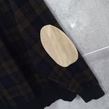 フレッドペリー エルボーパッチ ウールジャケット トラックジャケット ブルゾン チェック柄 ダークブラウン - NEWSED