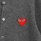 プレイ コムデギャルソン ハートロゴ カーディガン グレー レディース - NEWSED