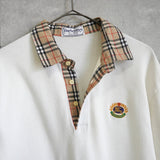 バーバリー ヴィンテージ ホースロゴ ノバチェック襟 半袖ポロシャツ ホワイト - NEWSED