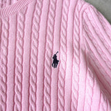 ラルフローレン ロゴ ケーブル編み ニットカーディガン パステルピンク - NEWSED