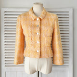 シャネル ヴィンテージ ココマーク メタルボタン ツイードジャケット オレンジ イエロー - NEWSED