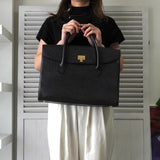 クレージュ ヴィンテージ ロゴ金具 レザー ビジネスバッグ ブラック - NEWSED