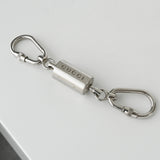 グッチ ロゴ ダブル カラビナ キーホルダー ストラップ シルバー - NEWSED