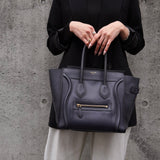 セリーヌ ラゲージ マイクロショッパー レザー ハンドバッグ ブラック - NEWSED